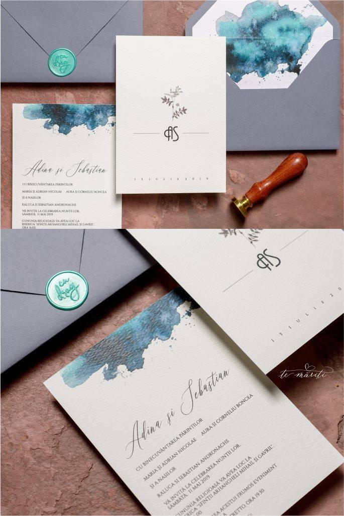 INVITATIE BLUE WATERCOLOR - TeMariti