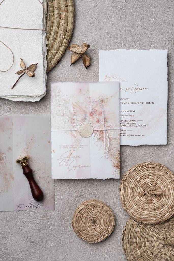 INVITATIE BOHO CHIC - PINK - TeMariti