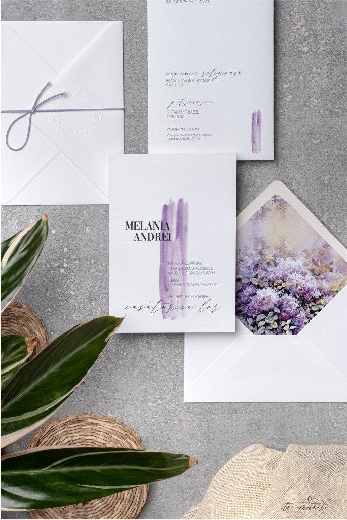 INVITATIE CU FLORI DE LILIAC - TeMariti