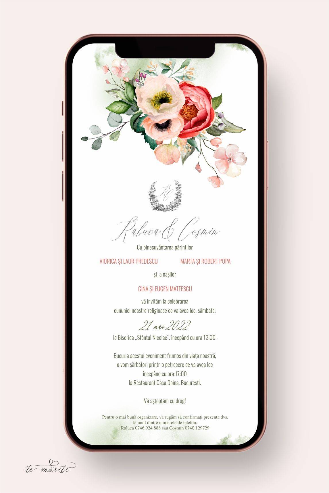 INVITATIE DIGITALA CU BUJORI - TeMariti