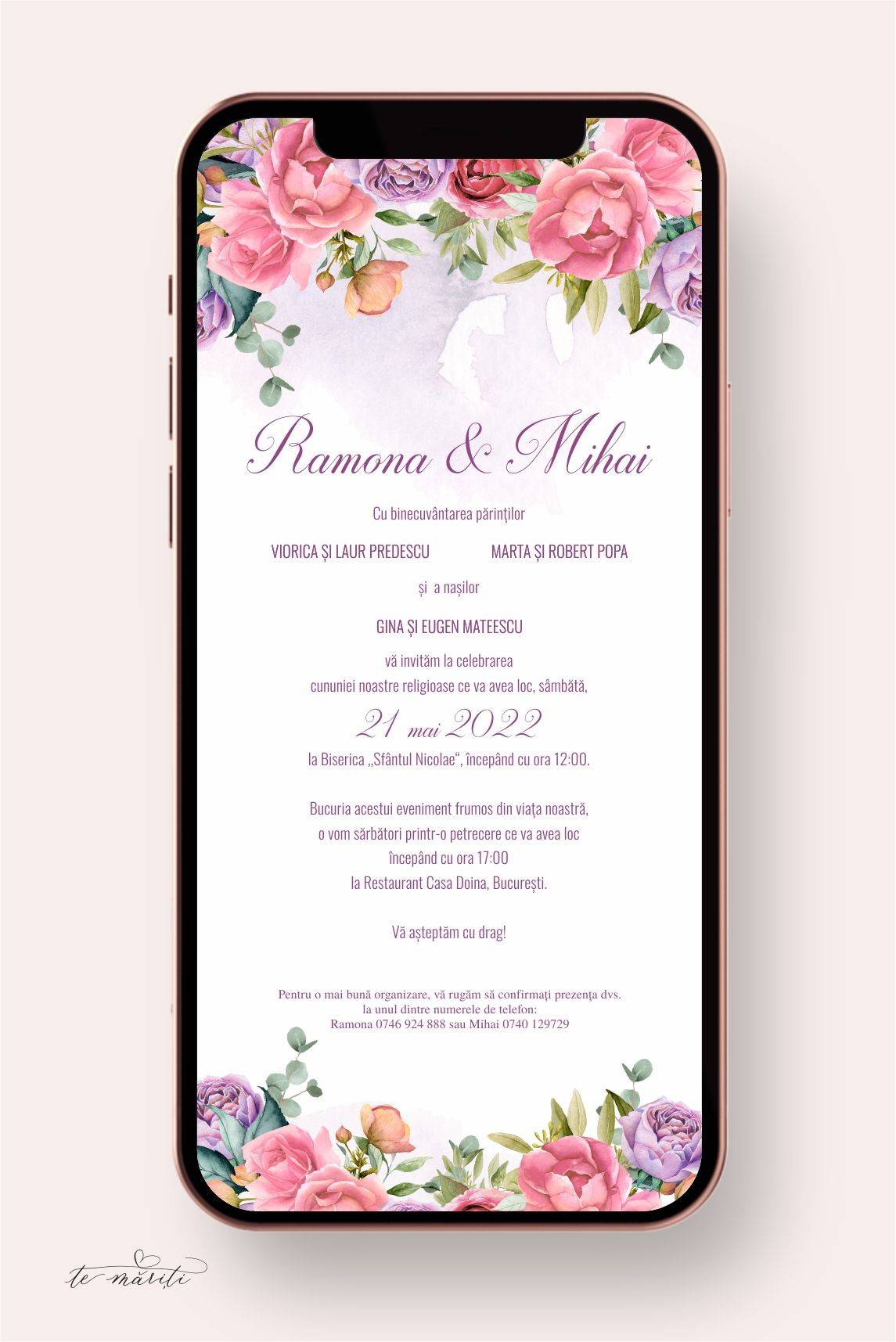INVITATIE DIGITALA CU ELEMENTE PASTEL - TeMariti