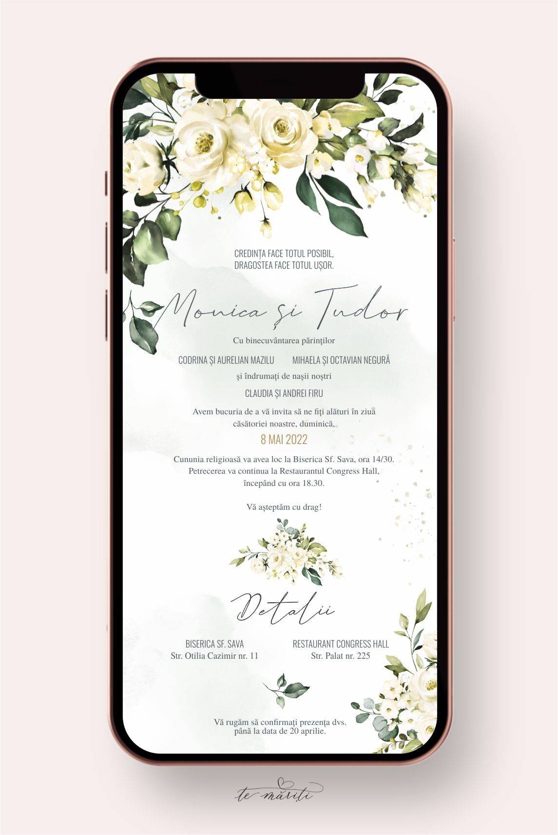 INVITATIE DIGITALA FLORALA - TeMariti