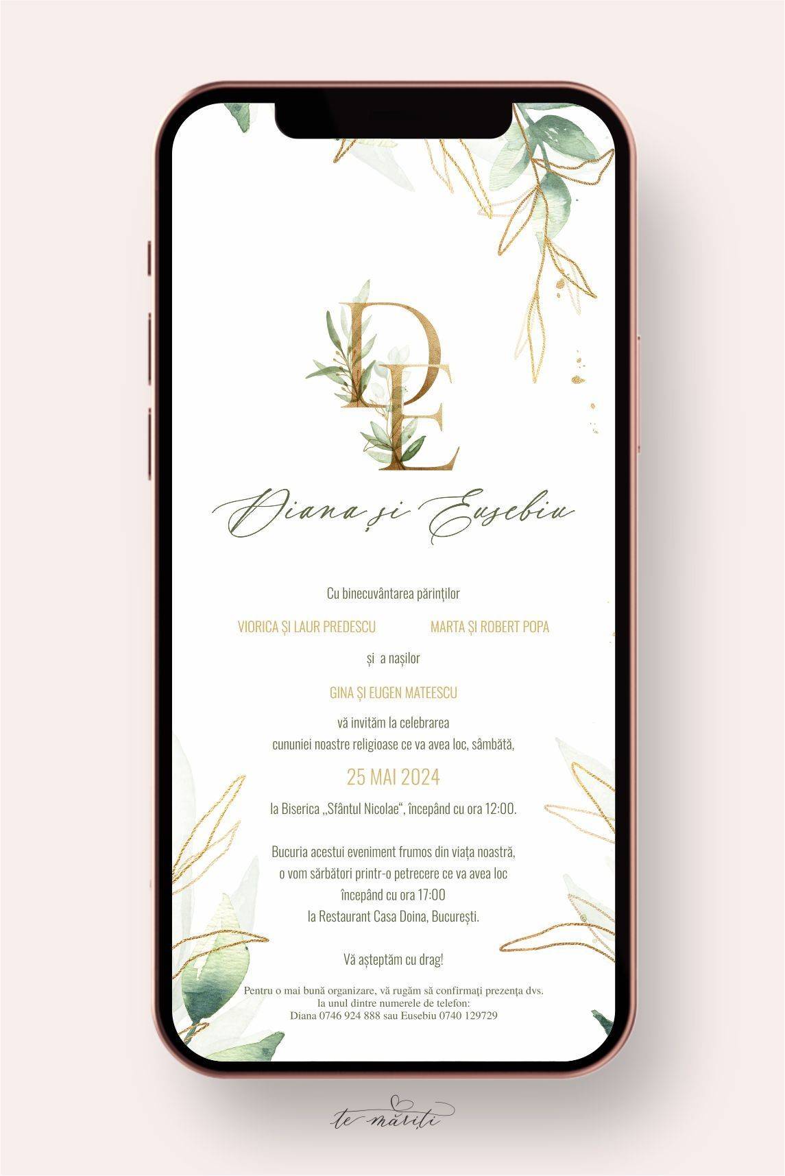 INVITATIE DIGITALA GREENERY - TeMariti