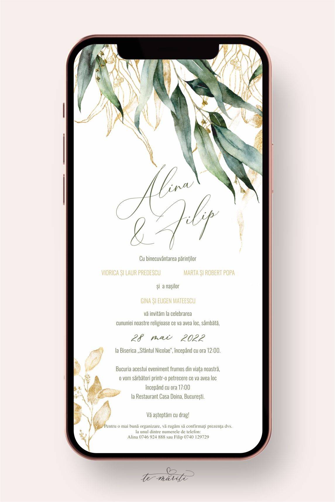 INVITATIE DIGITALA GREENERY EUCALIPT - TeMariti