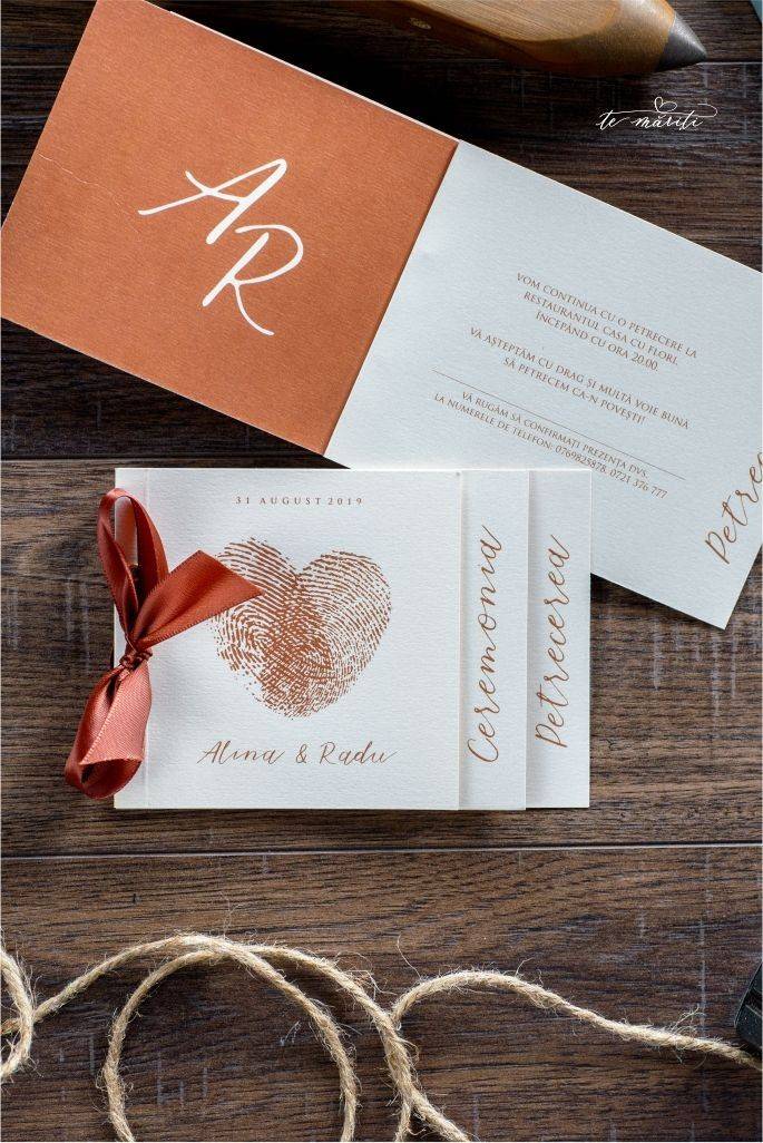 INVITATIE NUNTA AMPRENTA INIMA - TeMariti