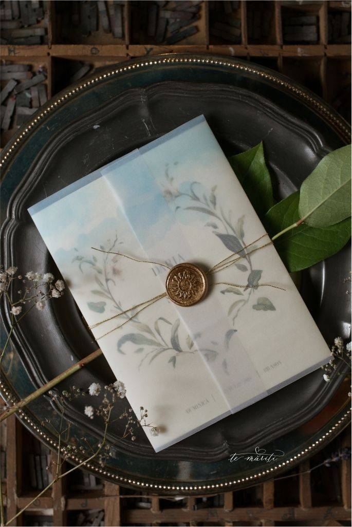 INVITATIE NUNTA CU CRINI SI SIGILIU - TeMariti