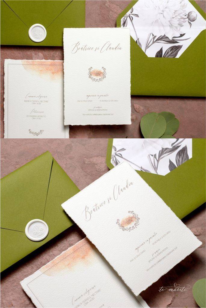 INVITATIE VERDE CU SIGILIU ALB - TeMariti