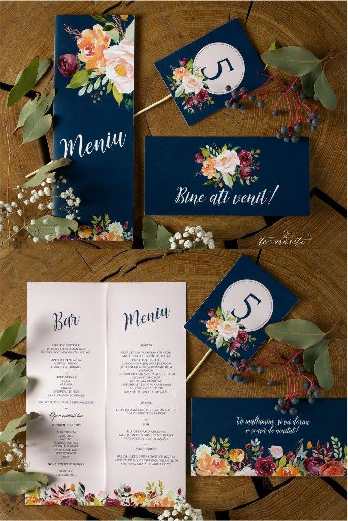 MENIU | PLIC BANI | NR. MASA BLEUMARIN FLORAL - TeMariti