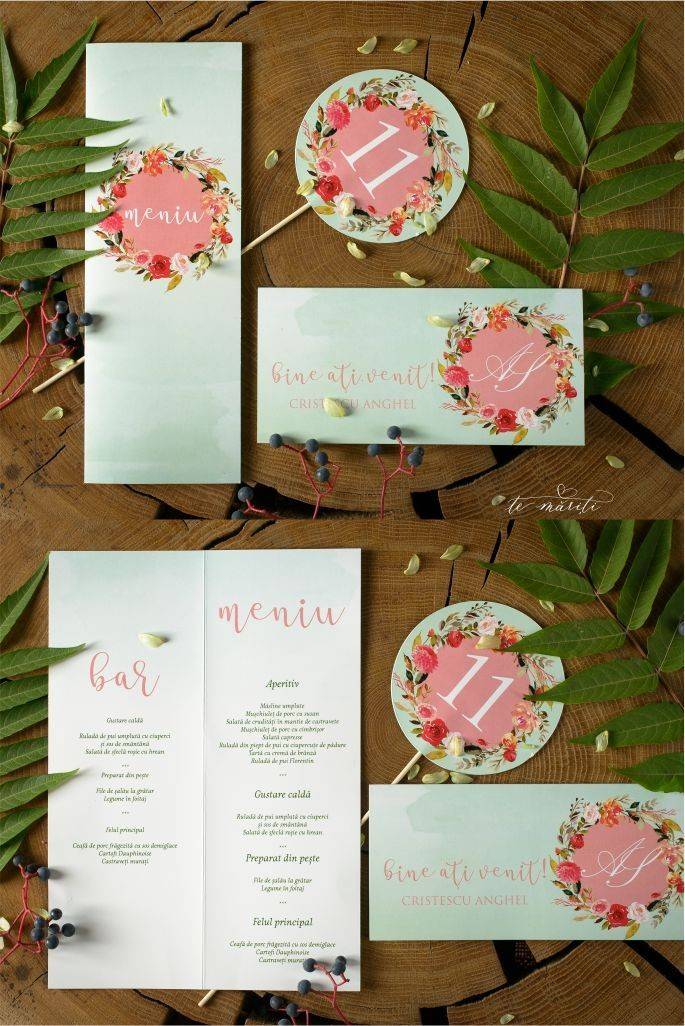 MENIU | PLIC BANI | NR. MASA FLORAL PASTEL - TeMariti